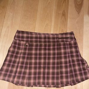 Vintage old navy pleaded brown and pink plaid skirt